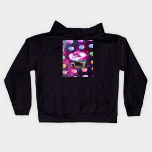 Space Sloth Riding Rainbow Donut Kids Hoodie